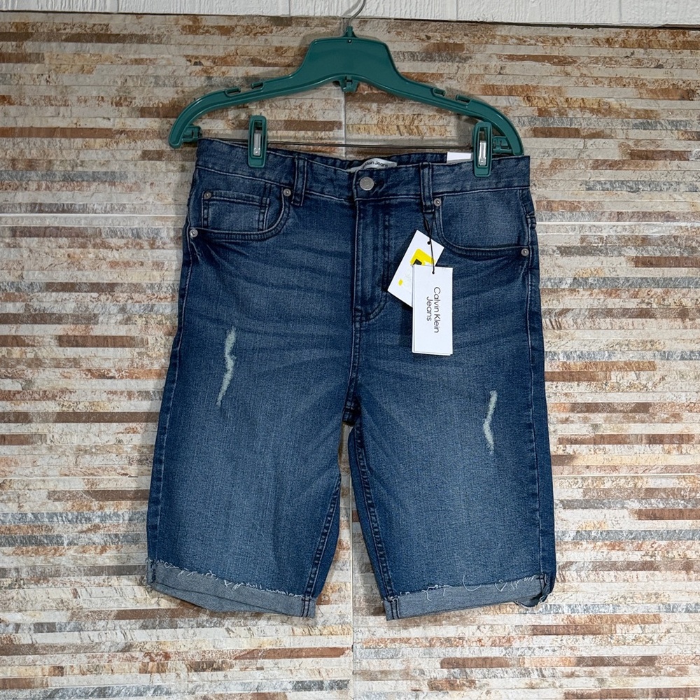 Calvin Klein Jeans Dark Blue Distressed Women's Denim Shorts